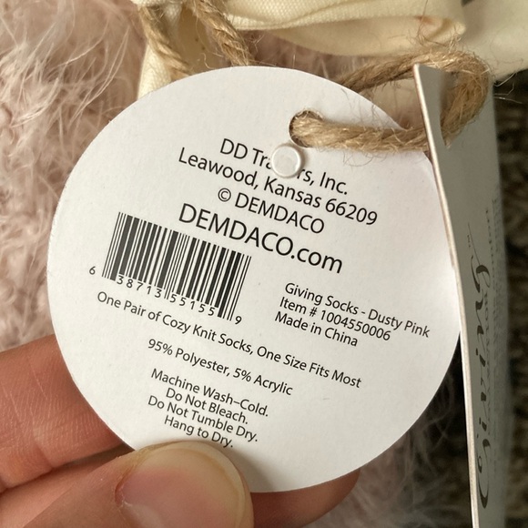 Demdaco Pink Fuzzy Giving Socks - Picture 4 of 5